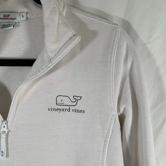 Vineyard Vines Sweater Women's Small White Graphic Print 1/4 Zip Long Sleeve - Picture 2 of 13